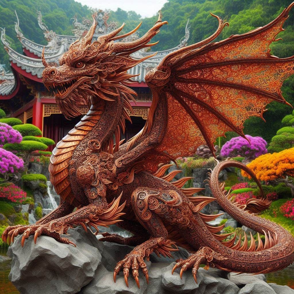 Diaphanous Copper Lace Dragon in chinese gdns