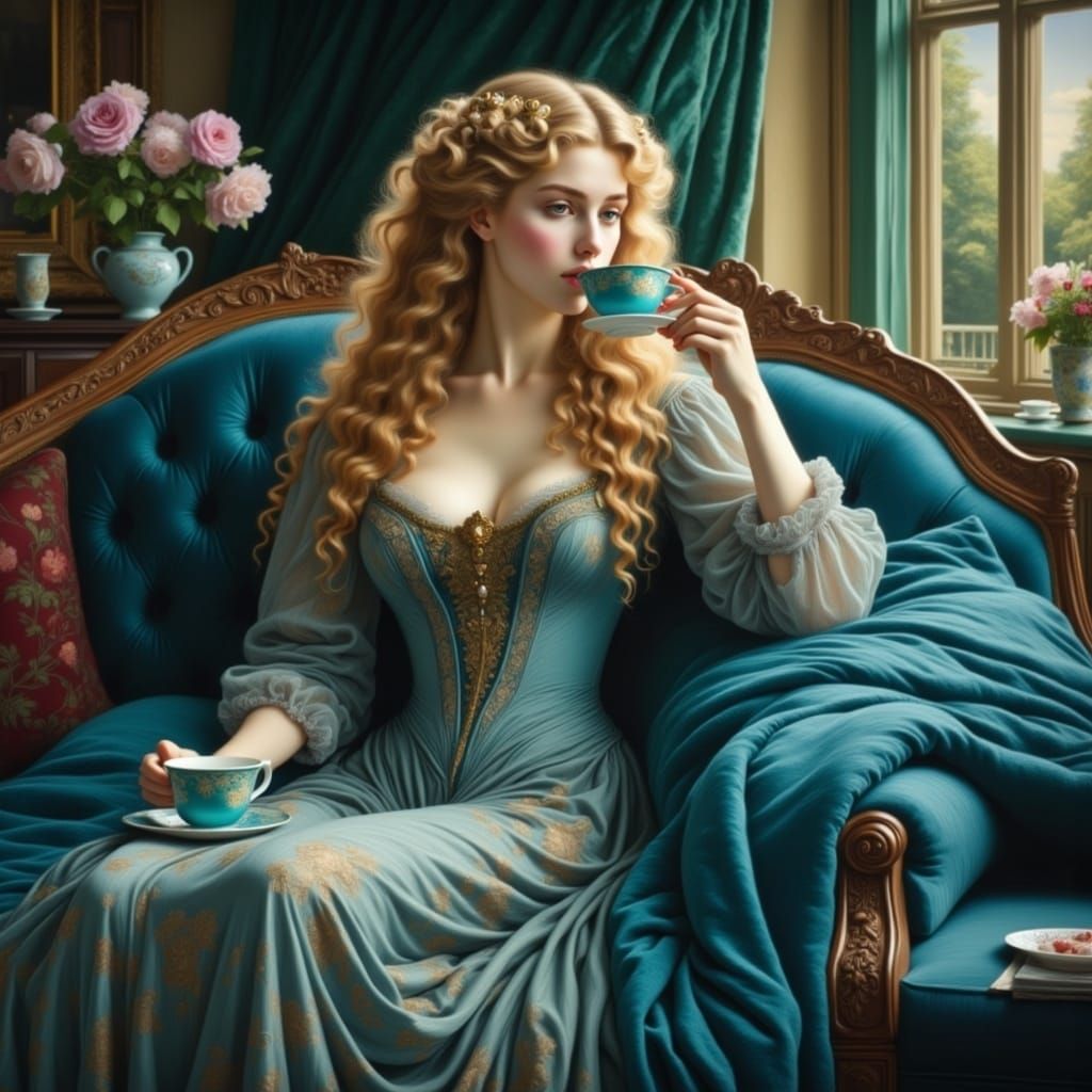 <lora:Pre Raphaelite Flux:1.0> 