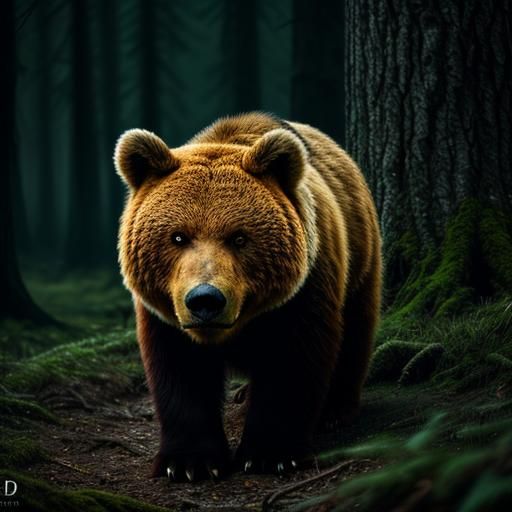 Un oso pardo en un bosque