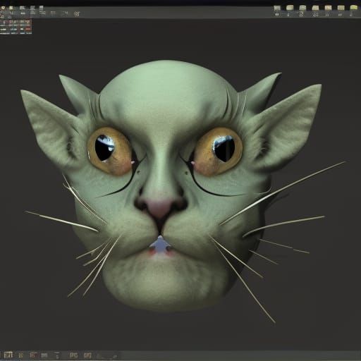 Cat, mutant zombie cat, 3d grotesque