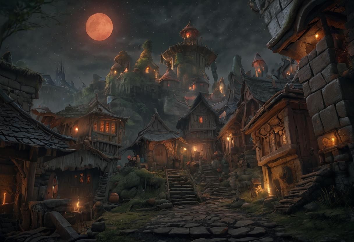 Goblin Village Of Rawpoe - AI Generated Artwork - NightCafe Creator