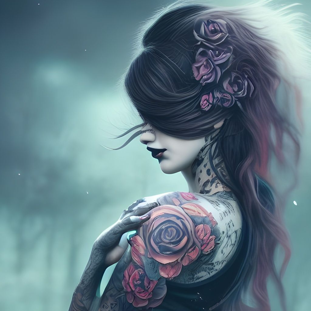Goth girl with tattoos