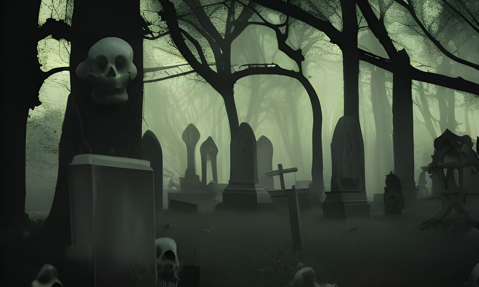 Ghouls in the Graveyard, headstones, cemetery, skeletons, gh...