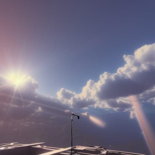 Two artists Recording studio in the clouds two persons heave...