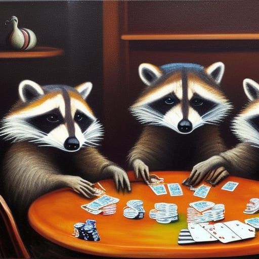 painting of raccoons playing poker - AI Generated Artwork - NightCafe