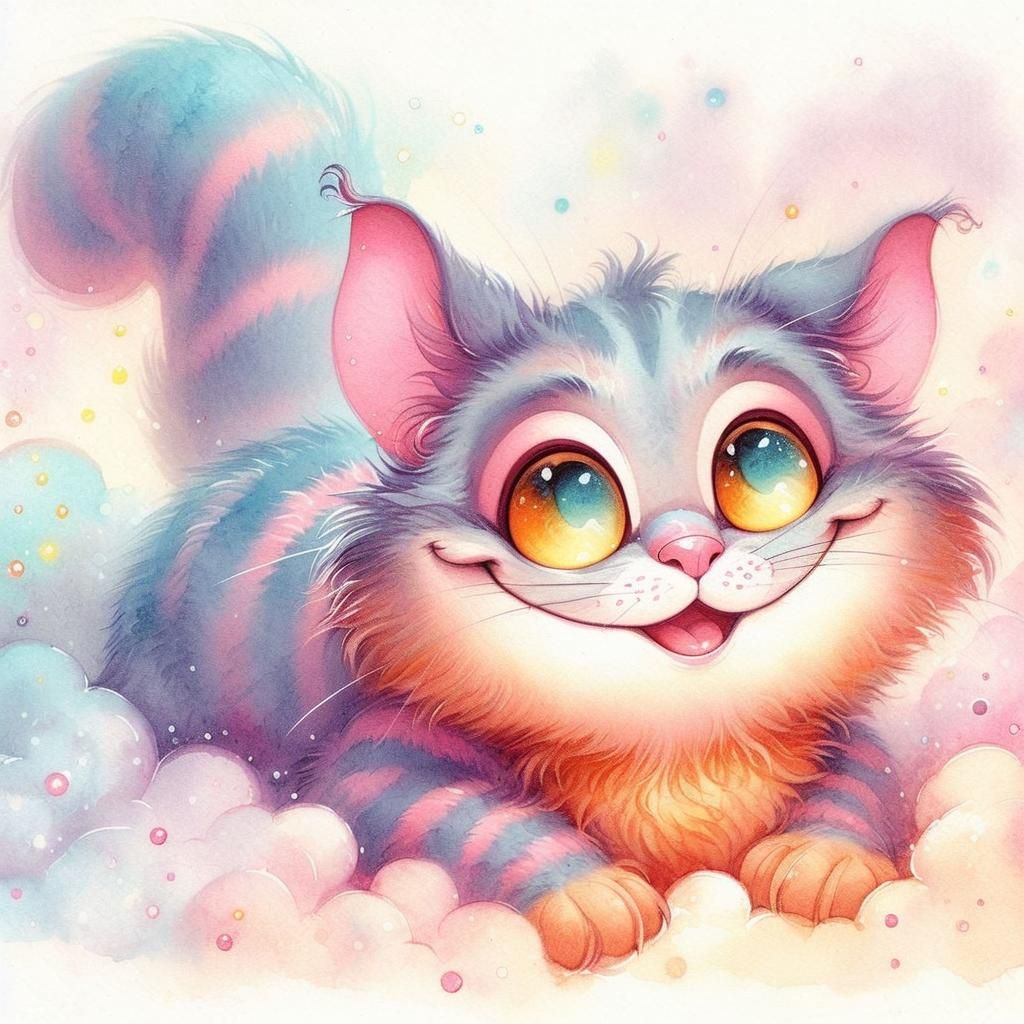 Cheshire cat by apofiss, happy and warm, very soft misty col...