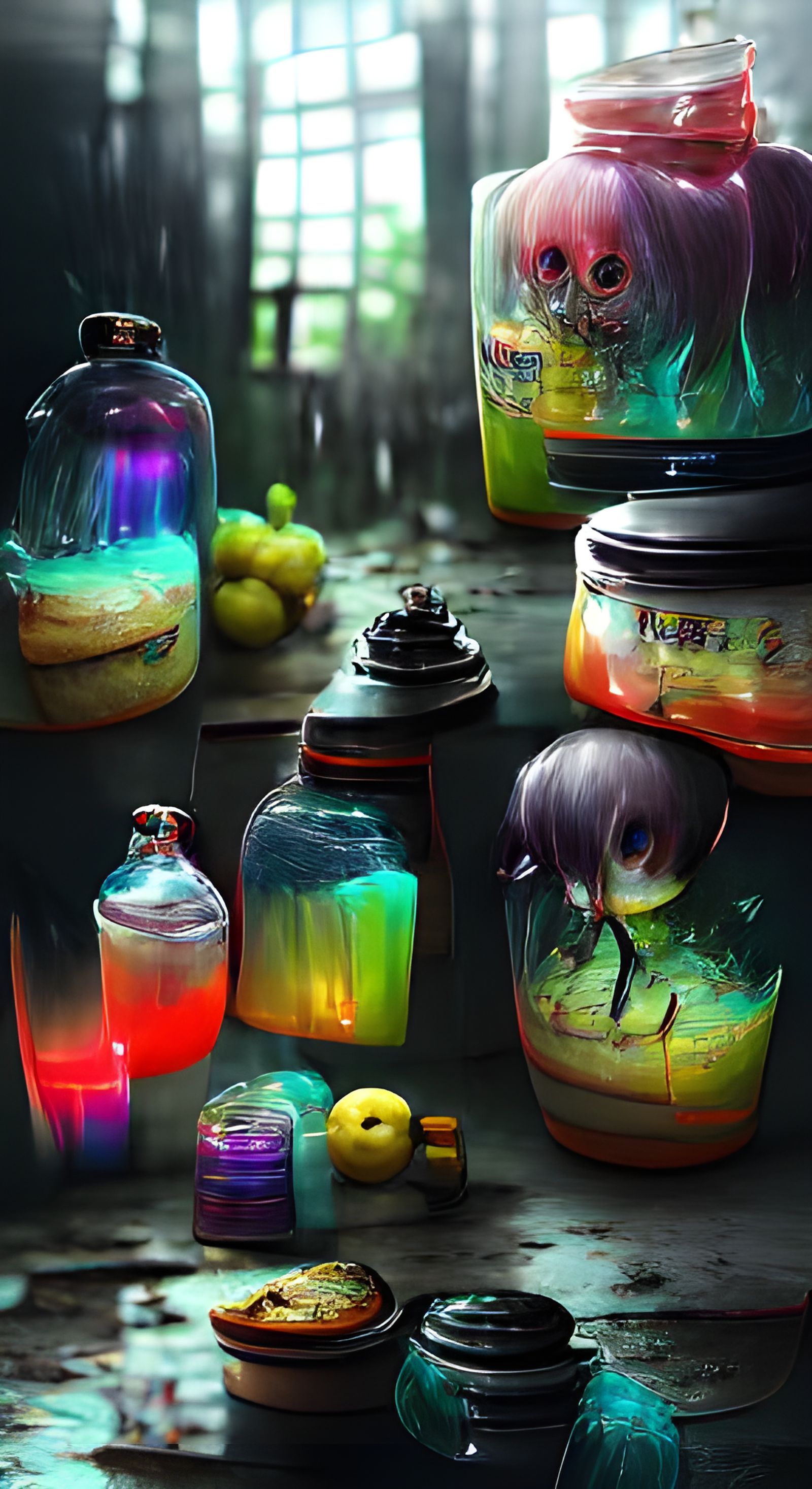 Potions and magic trapped in jars