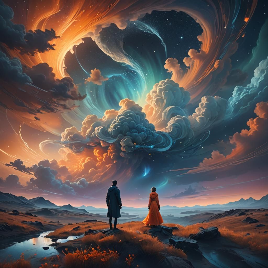 Ethereal Dreamscape with Drifting Figure