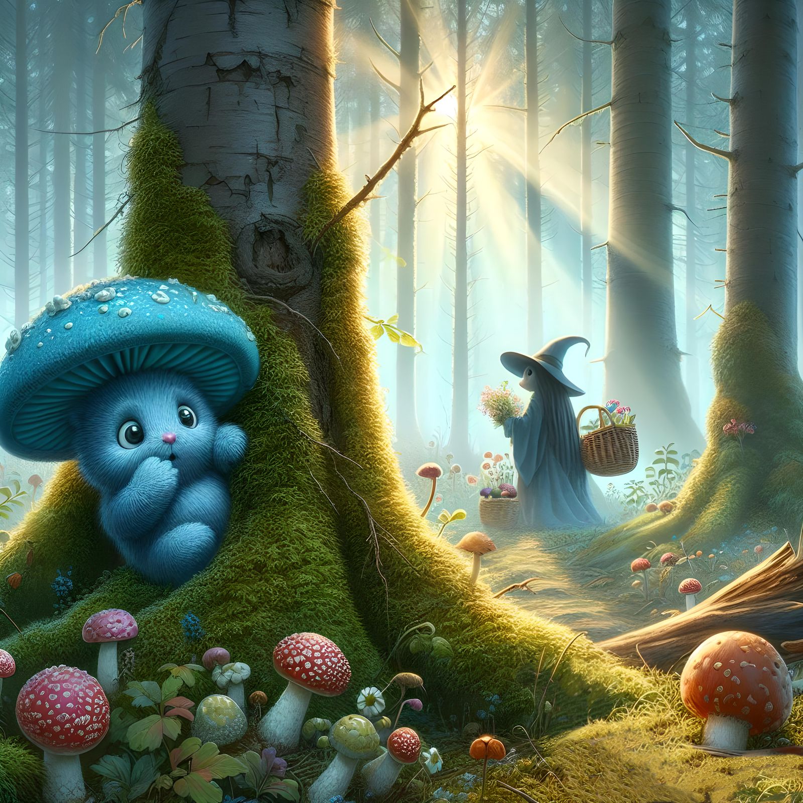 one of my mouse witches, picking Shr00ms