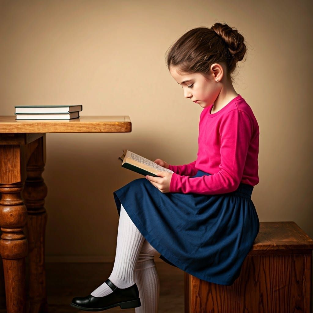 Young Orthodox Jewish Girl in Quiet Study