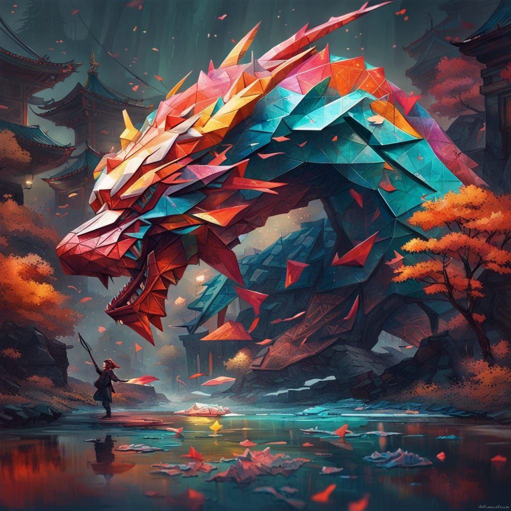 Origami dragon  by @Meck