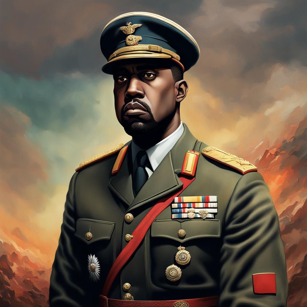 Kanye west in uniform of 1940 german military