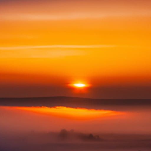 DISTANT MORNING FOG WITH A SUNRISE OVER THE EPIC SPACE