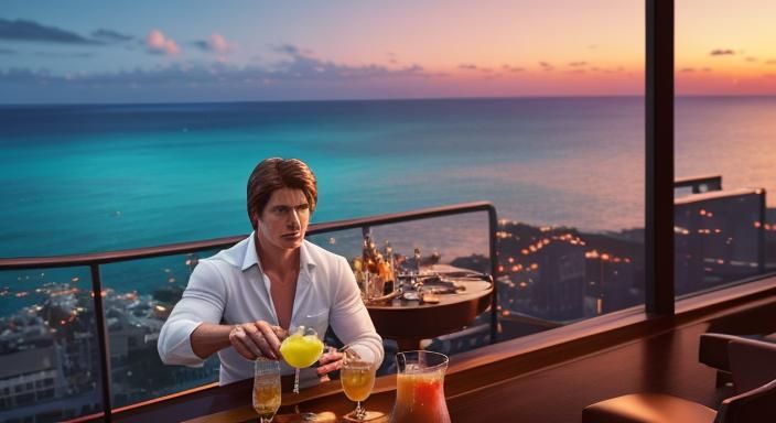 Cocktail movie scene with Tom Cruise making an exotic cockta...