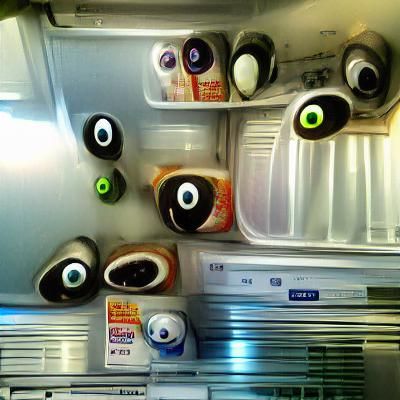 fridge full of eyes