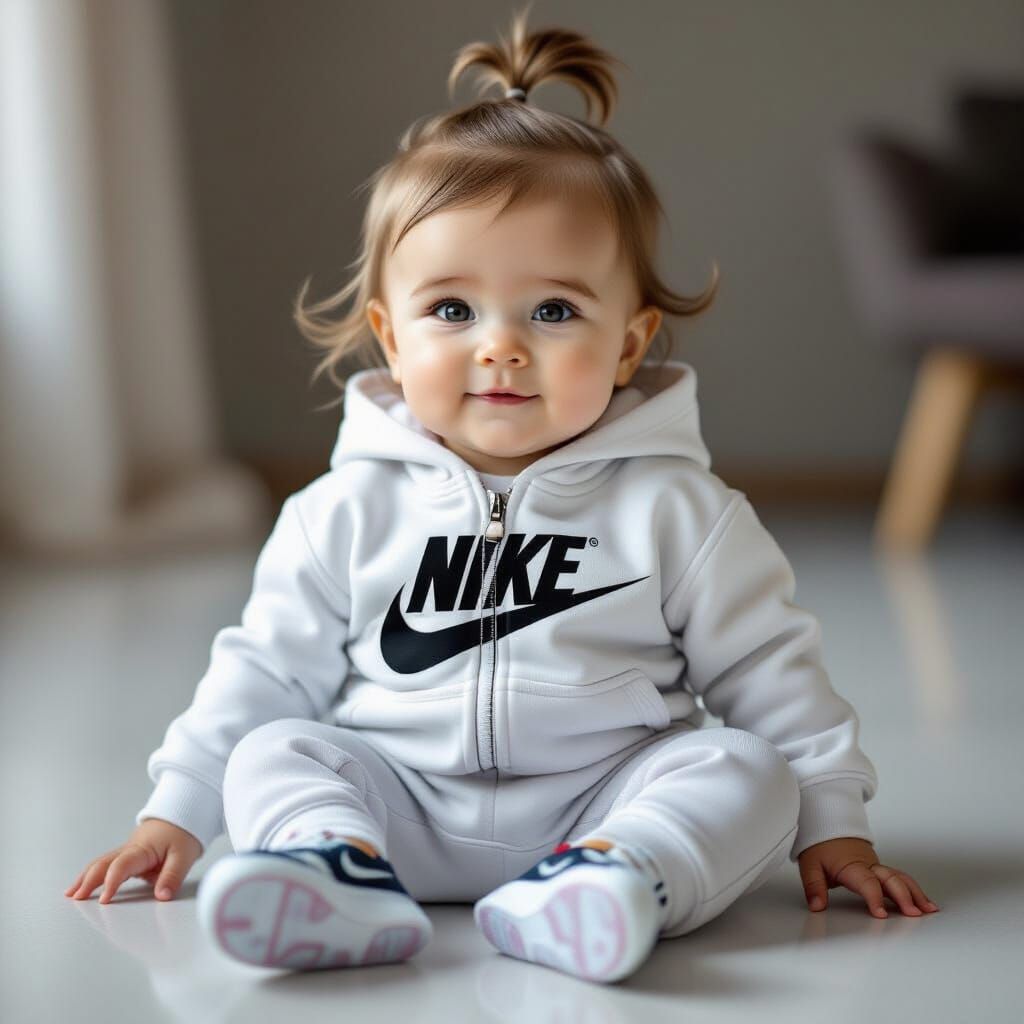 Adorable Baby Girl in Full Nike Tracksuit