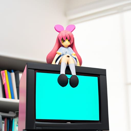giffany sitting on a tv
