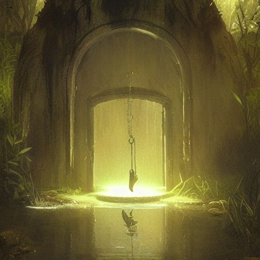 Wishing well in the dark lagoon