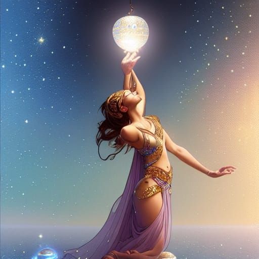 Belly dancer in a starry night