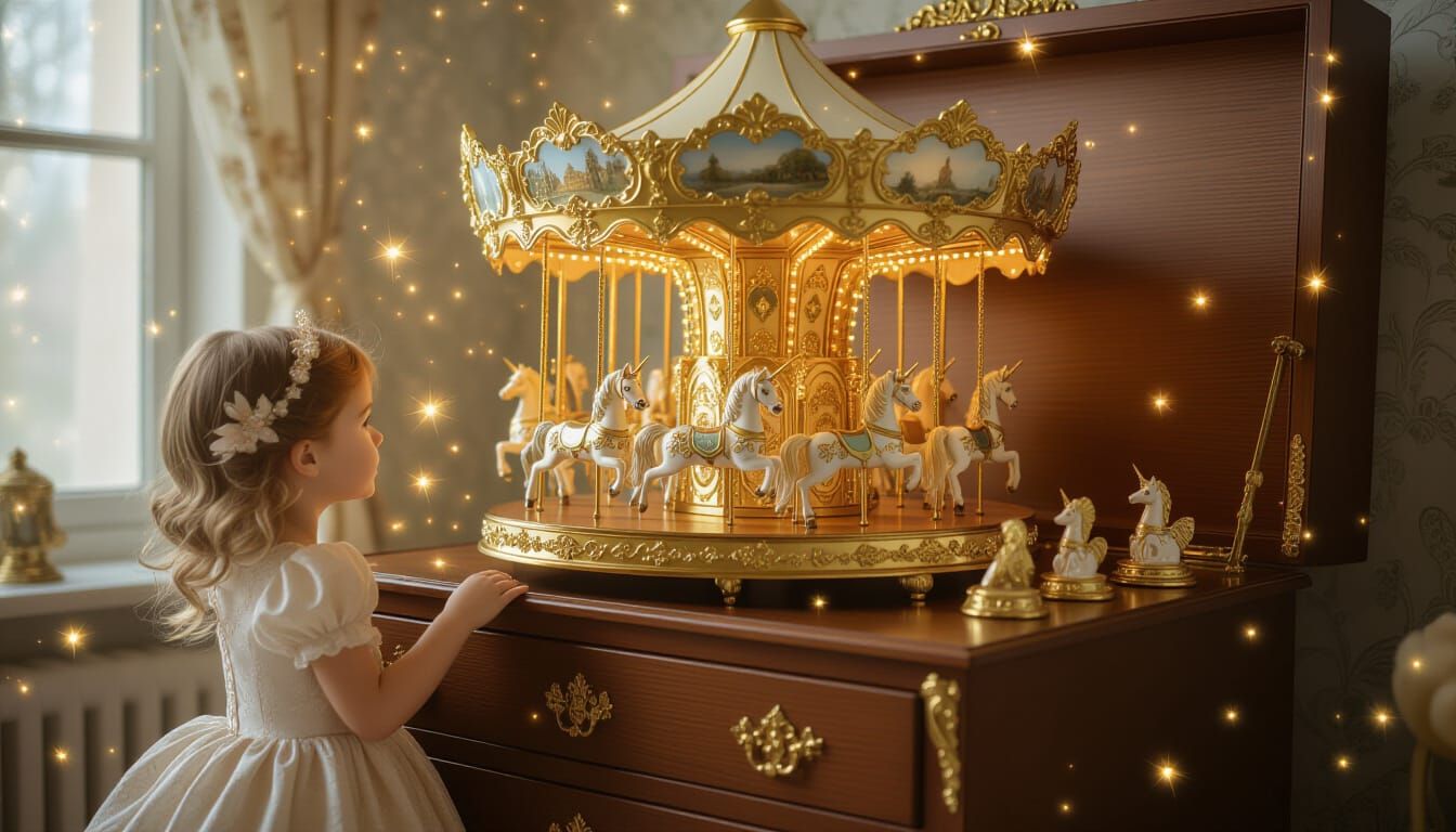The magic of a old music box carousel  by @Mysterious Lissy