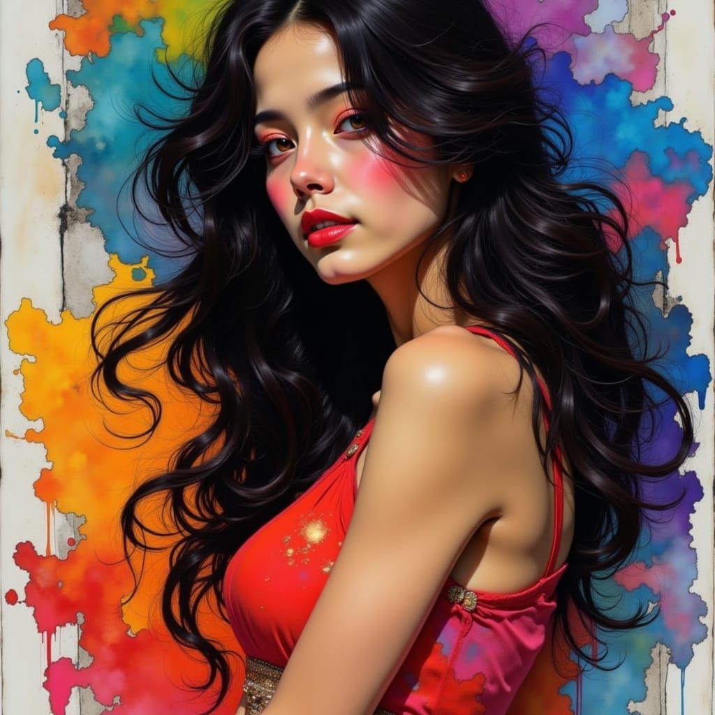 <lora:Radiant Combustion:1.0> Beautiful exotic woman, color explosion