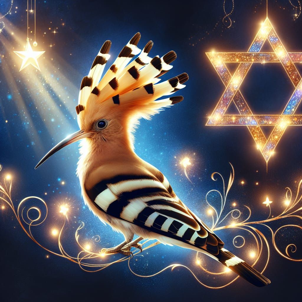 Magical Hoopoe Bird with Star of David
