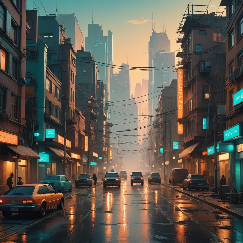 Futuristic Dusk: Exotic Simplicity in Sci-Fi Cityscape