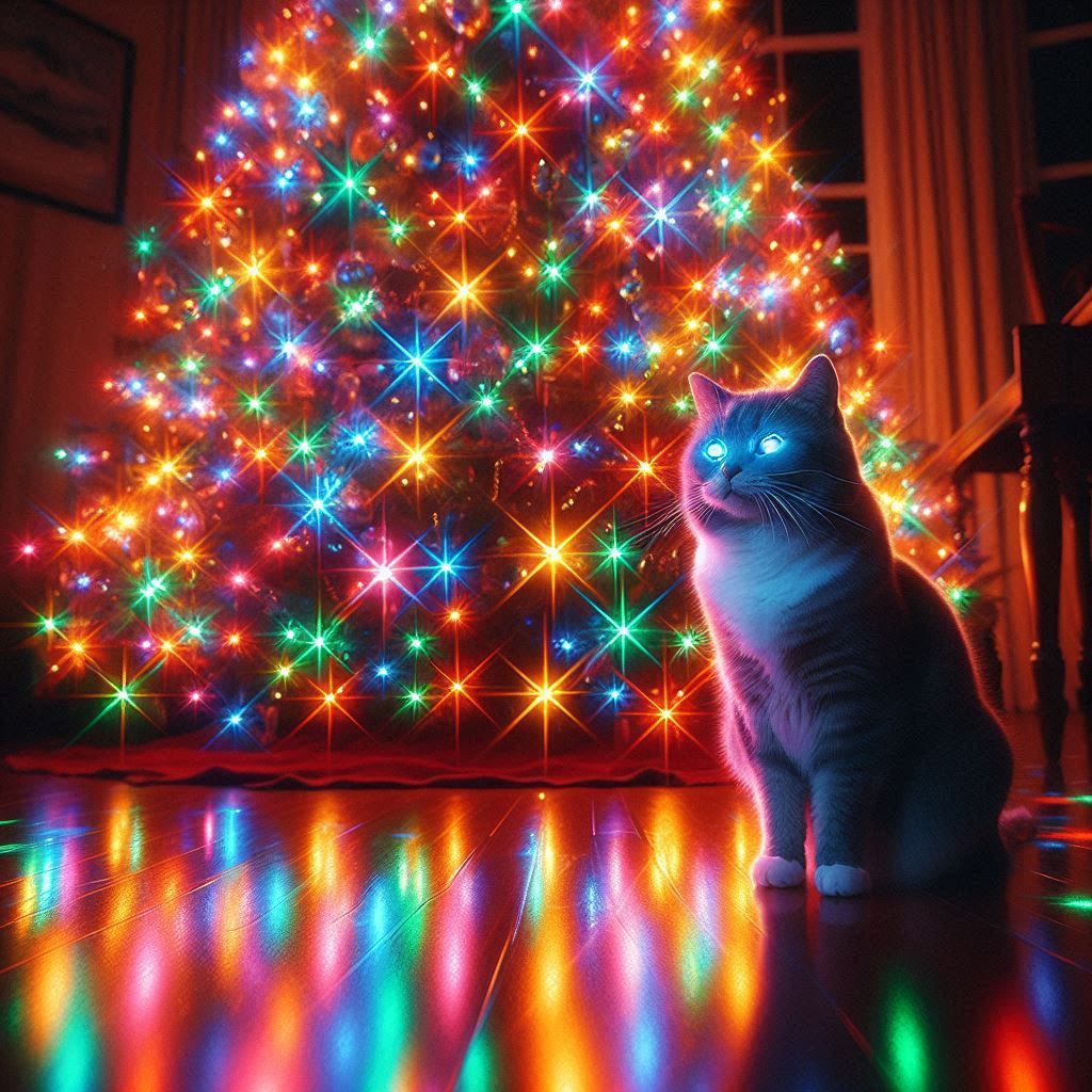 Twinkle lights cats