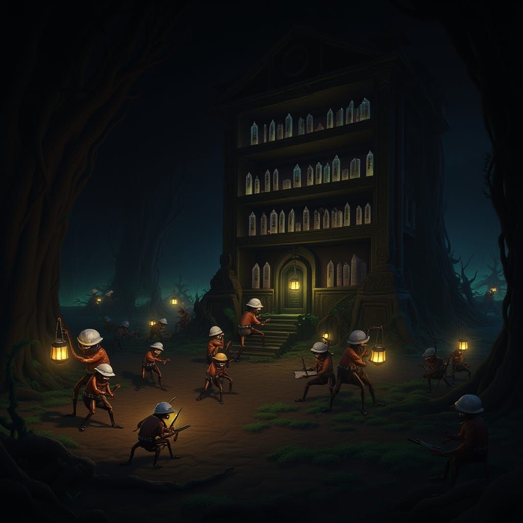 Beneath the crust of a distant, alien planet, a colony of industrious ants has secretly constructed an elaborate subterranean library, stock...