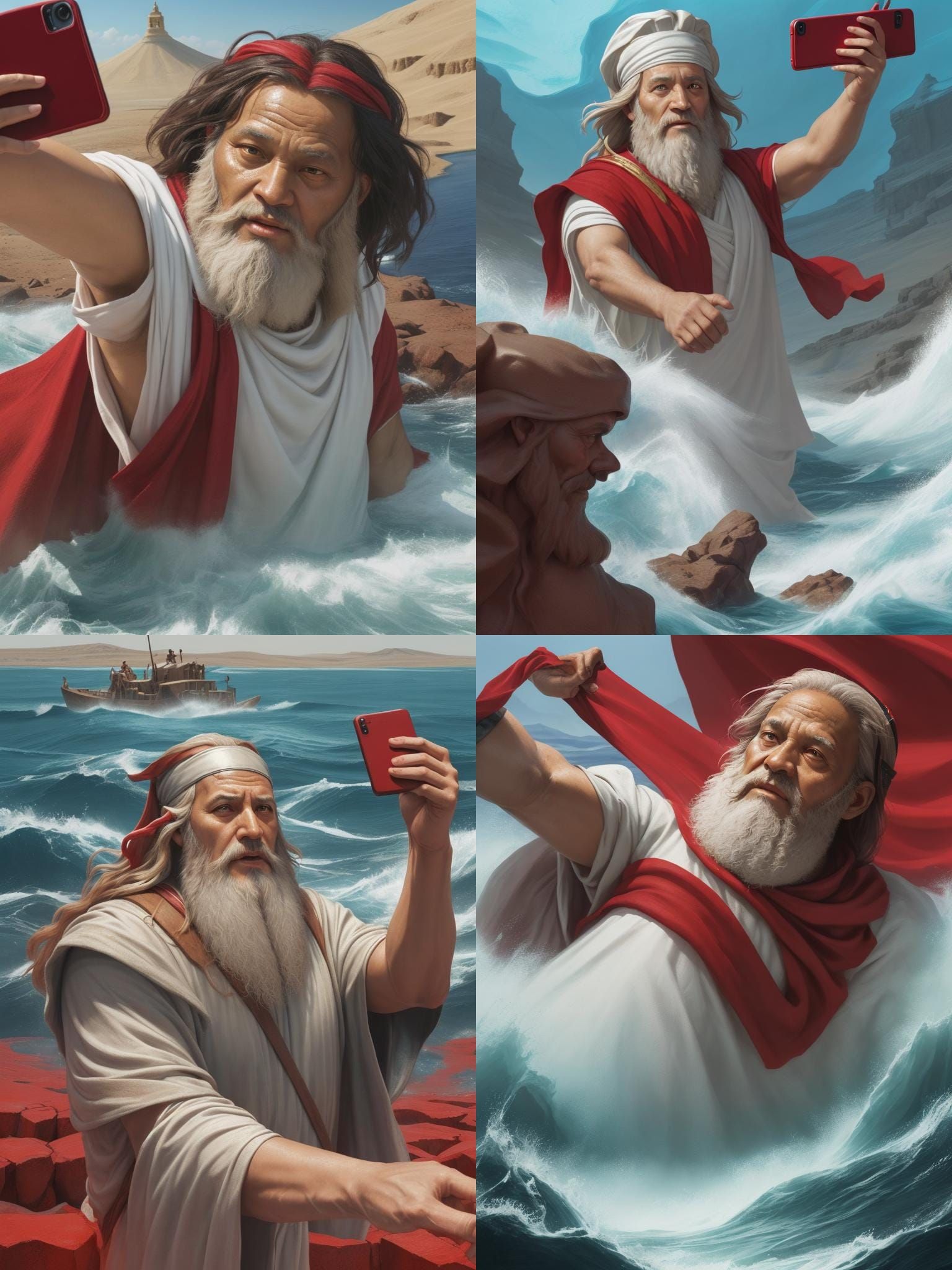 Moses Taking A Selfie Just Before Parting The Red Sea Ai Generated