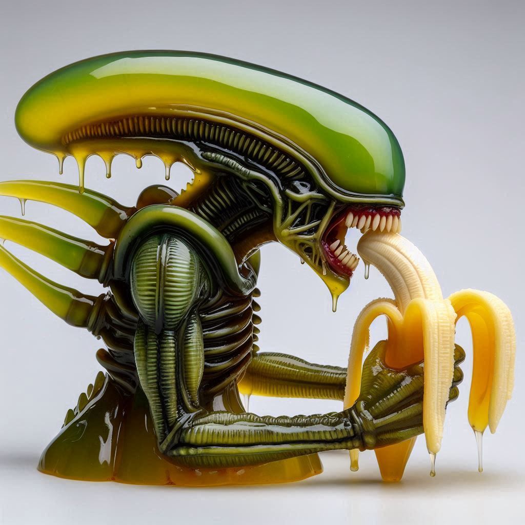 Jellymorph eating banana