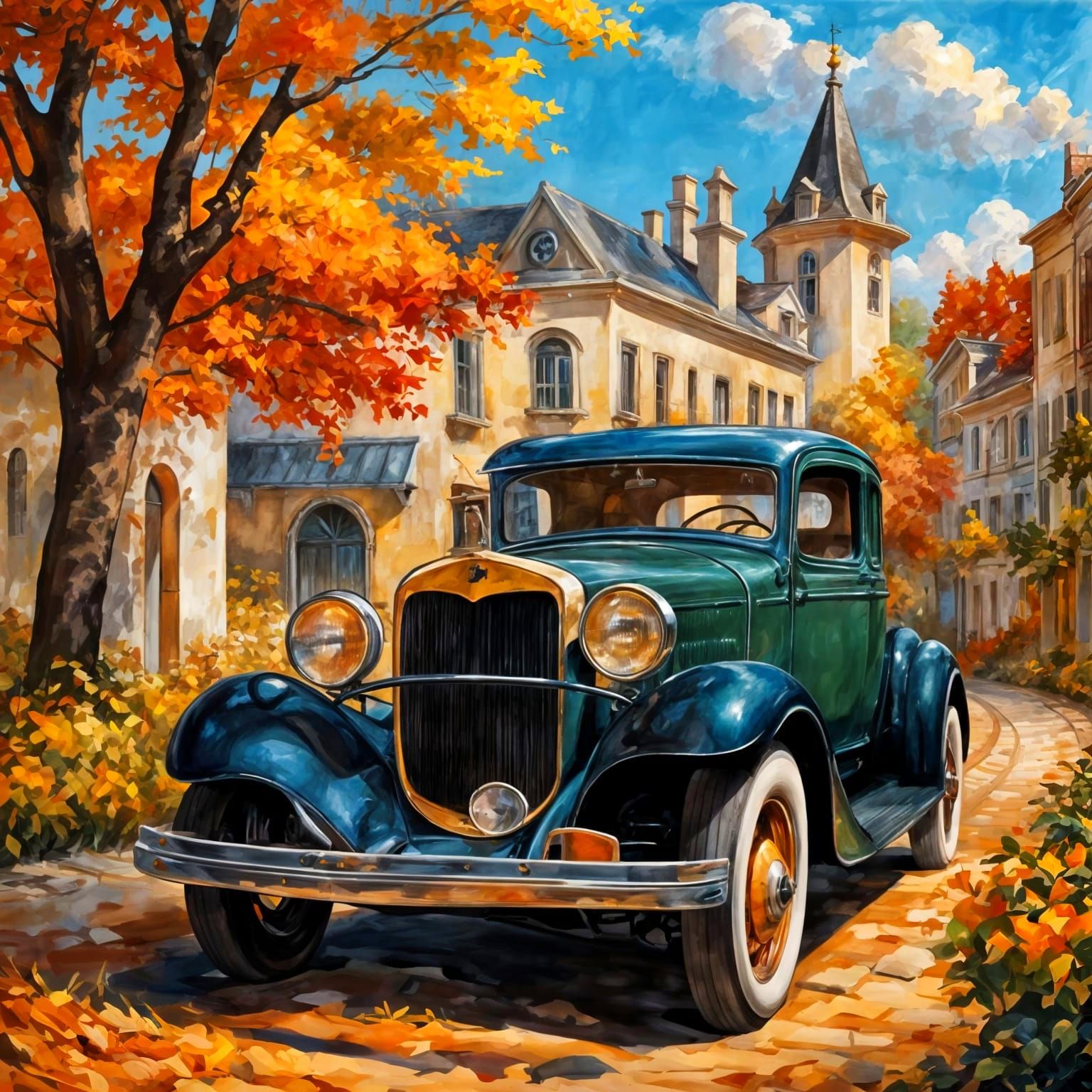Vintage Car, Autumn (5 likes)  by @Taralie
