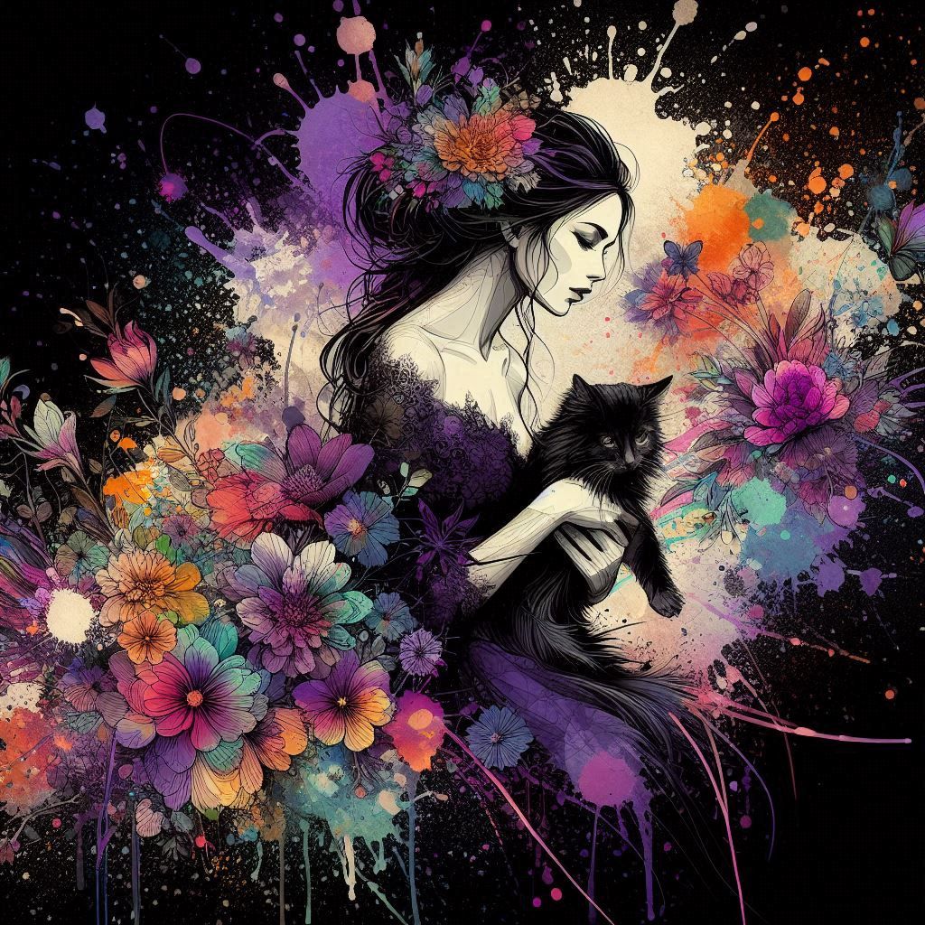 Woman portrait, splash art.