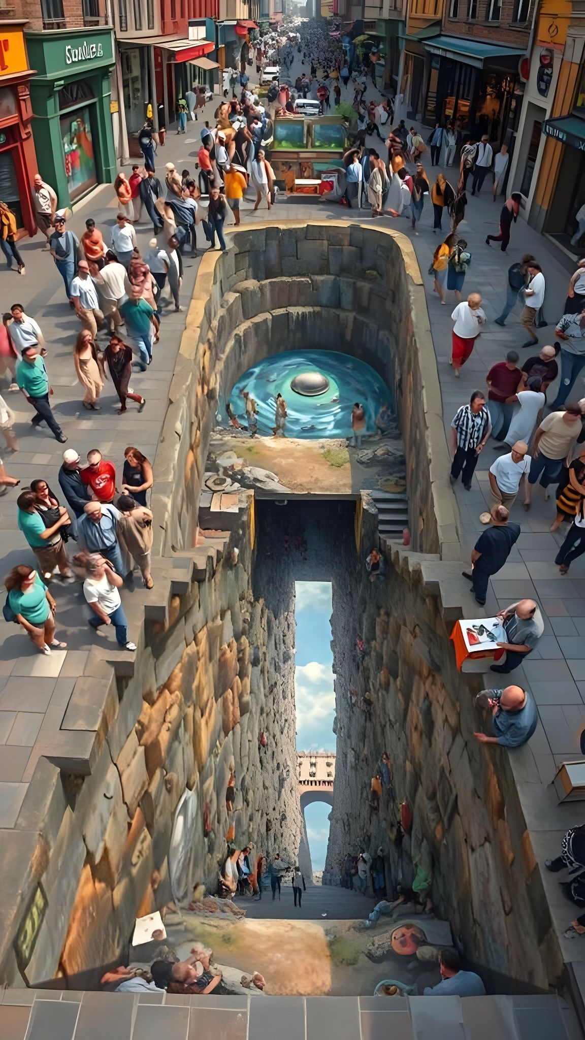 Optical Illusion Street Chalk Art  by @Chief_Runs-with-scissors