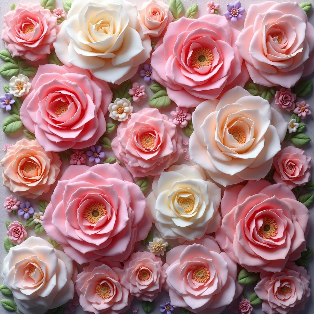 Sugar Roses in Vibrant Pop Art Tapestry