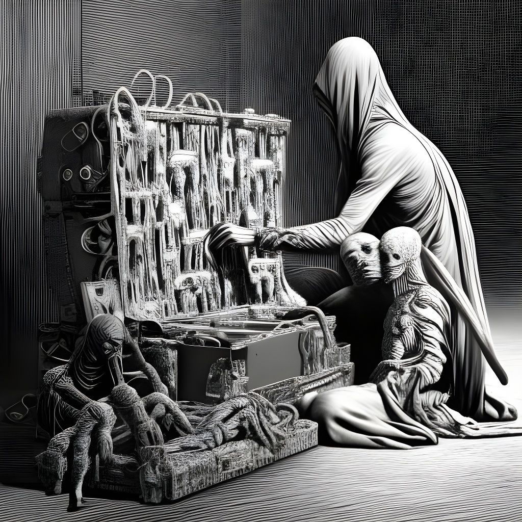 Scratching machine to recreate memories AI Generated Artwork