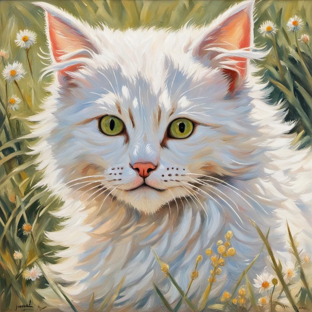 CAT IN THE DAISIES AI Generated Artwork NightCafe Creator