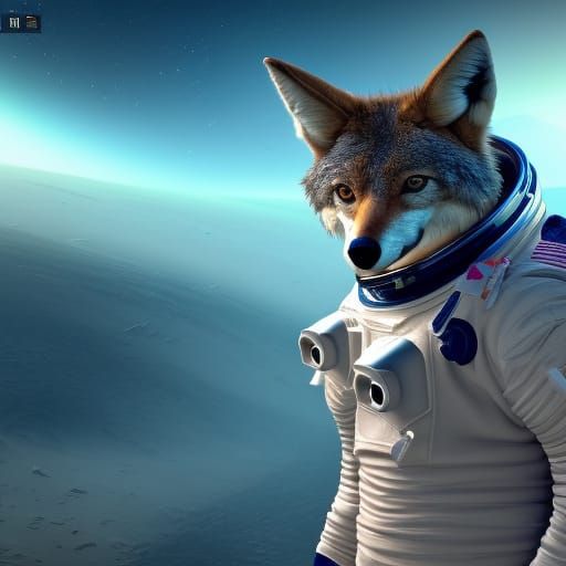coyote in astronaut suit