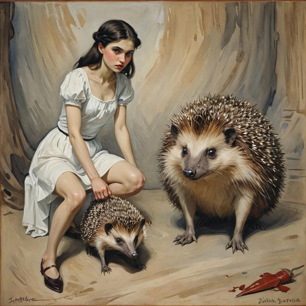 Beautiful young vampire and angry giant hedgehog By Zinaida ...