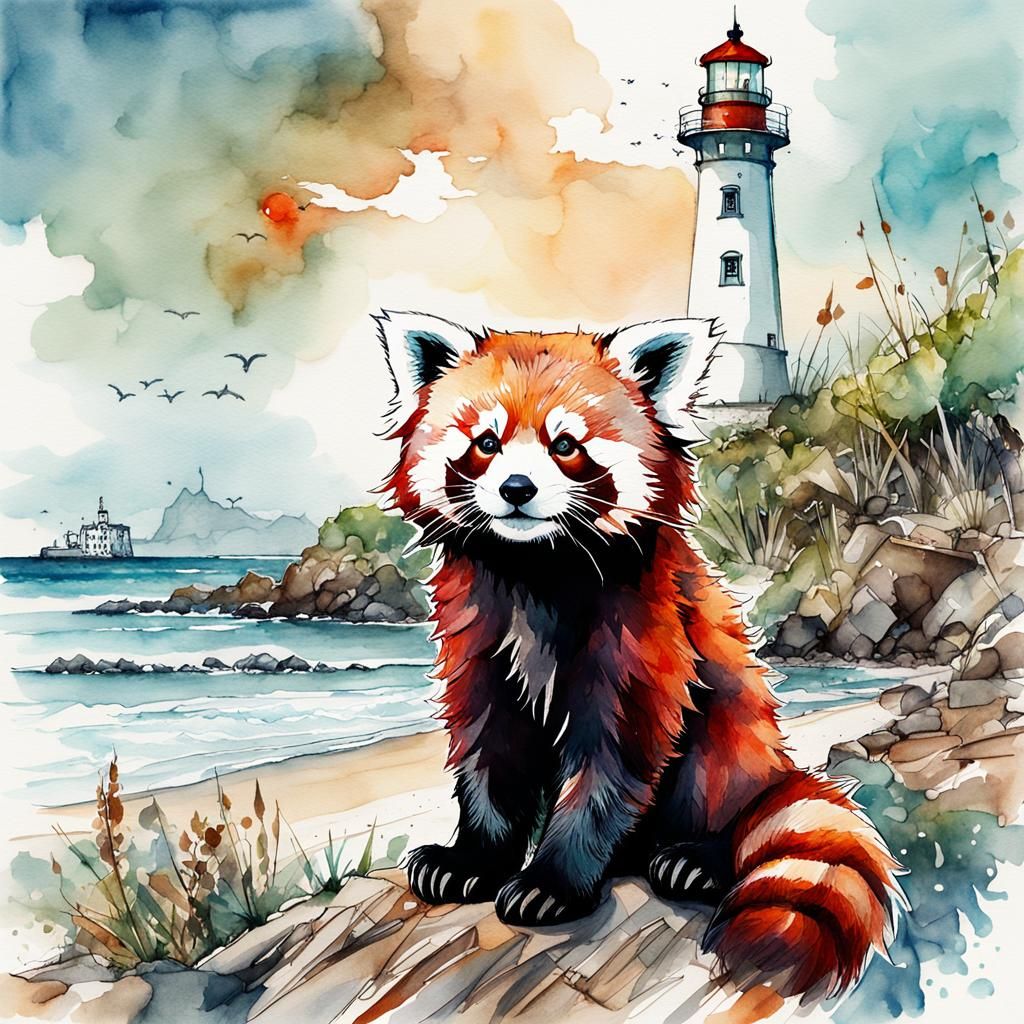 Panda at the beach