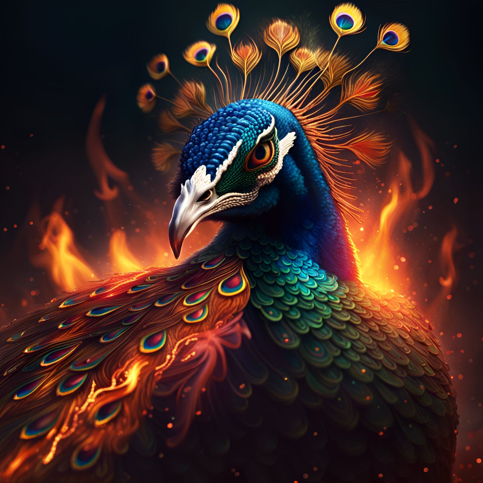 The Peacock summoning it's inner phoenix - AI Generated Artwork ...