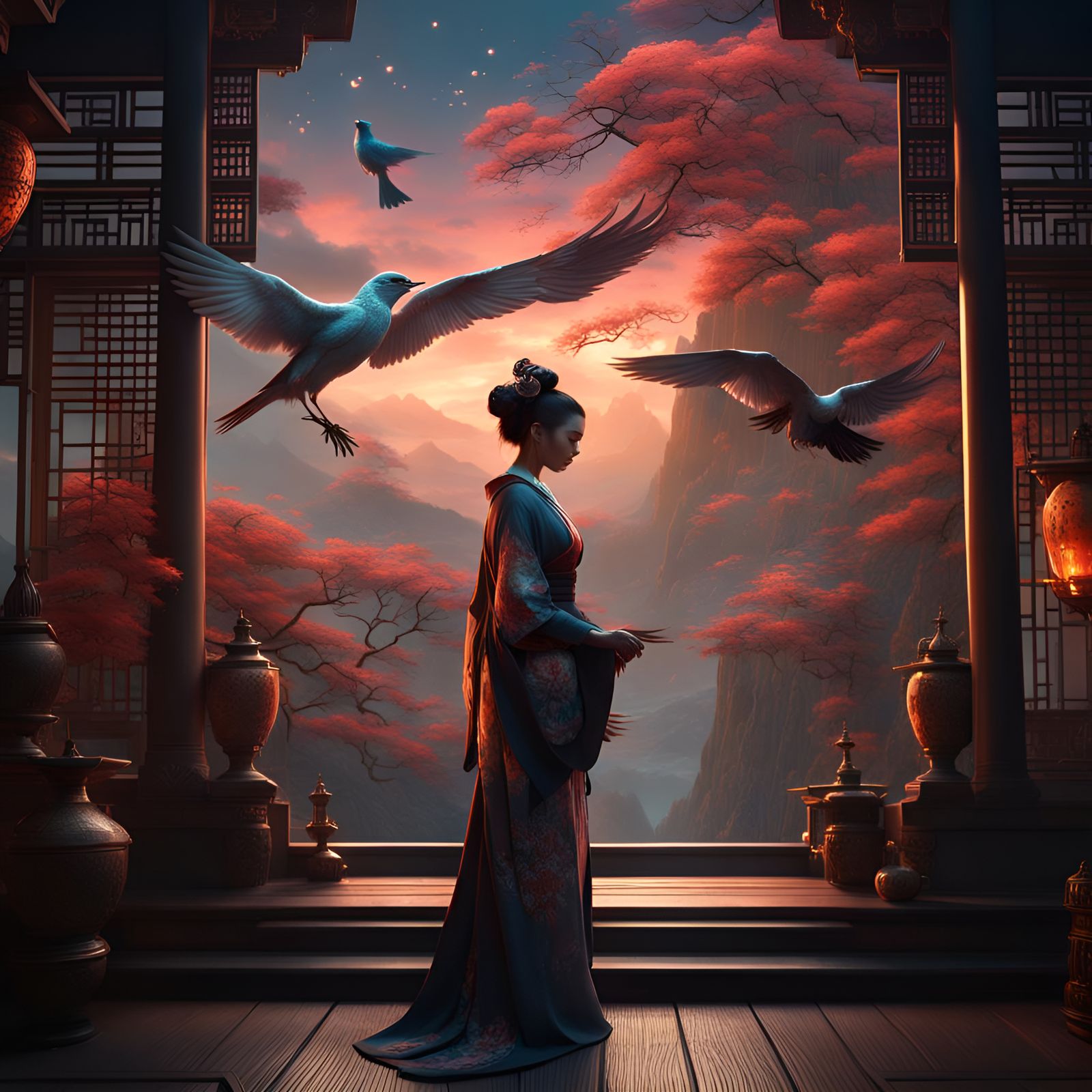 woman and bird