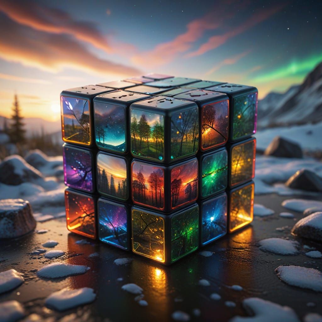 Aurora Borealis Rubix's Cube  by @Victoria G