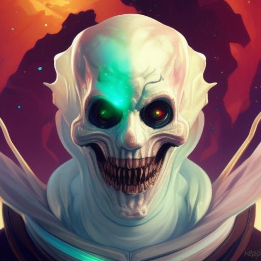 Dungeons and Dragons, Space Clown, lich, scary, art the clown, undead, zombie, smile movie, horror, terrifying, rotting,Hyperrealistic, spla...