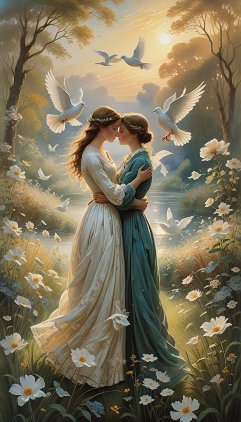 Gentle rays of golden light stream down from above, creating a sacred ...