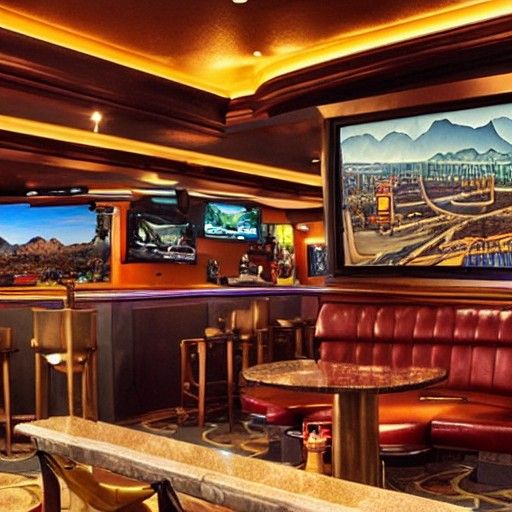 the rum runner lounge in las vegas detailed matte painting AI