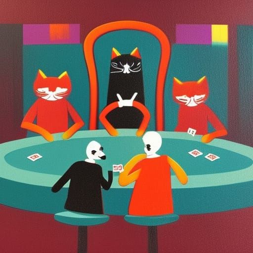 cats playing poker
