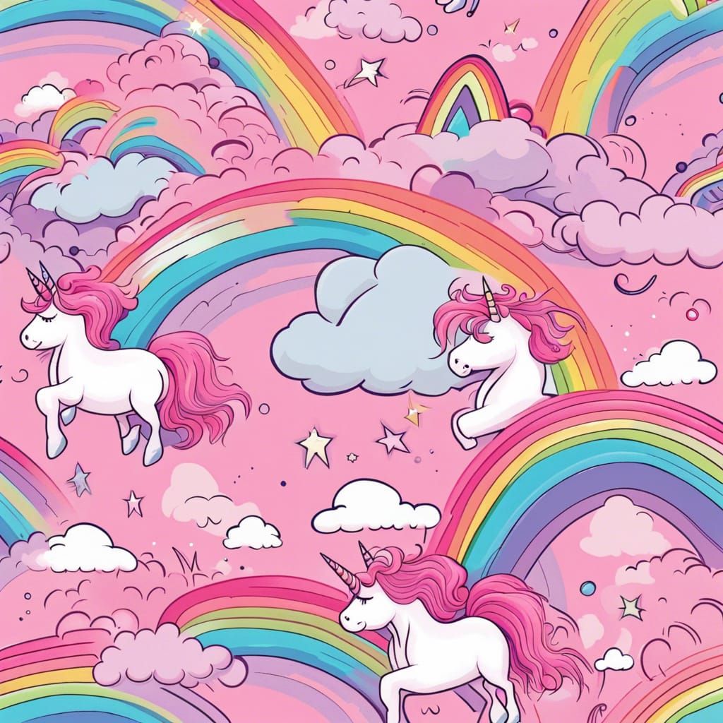 Pink fluffy unicorns dancing on rainbows - AI Generated Artwork ...