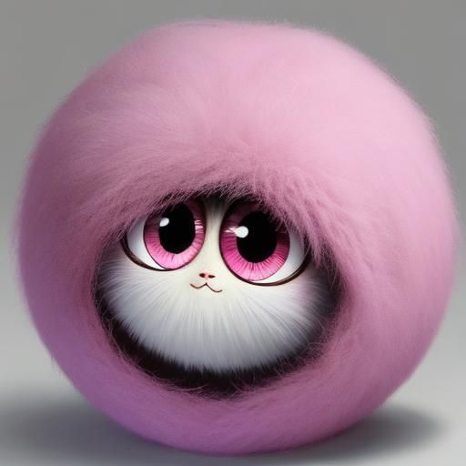 Pink, baby Tribble, extra fluffy, cute, pixar, large eyes