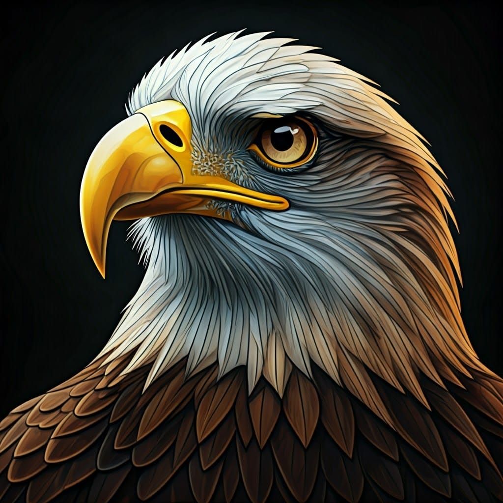 Vibrant Stained Glass Eagle Portrait